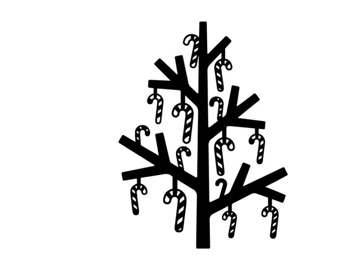 Minimalist Christmas Tree Wall Decor with Candy Cane Ornaments