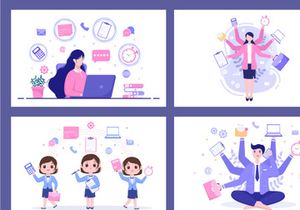 17 Multitasking Business Woman or Man Illustration