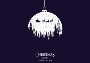 Christmas background ball, forest tree typography