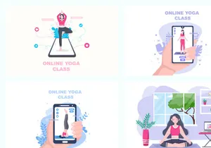24 Online Lessons Yoga and Meditation Classes Illustration