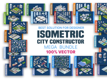 Isometric set of city blocks preview picture