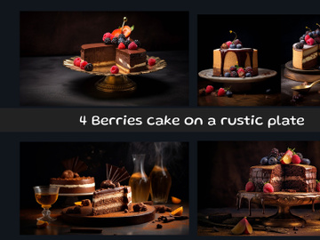 Berries cake on a rustic plate preview picture
