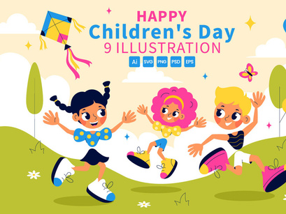 9 Happy Children's Day Vector Illustration