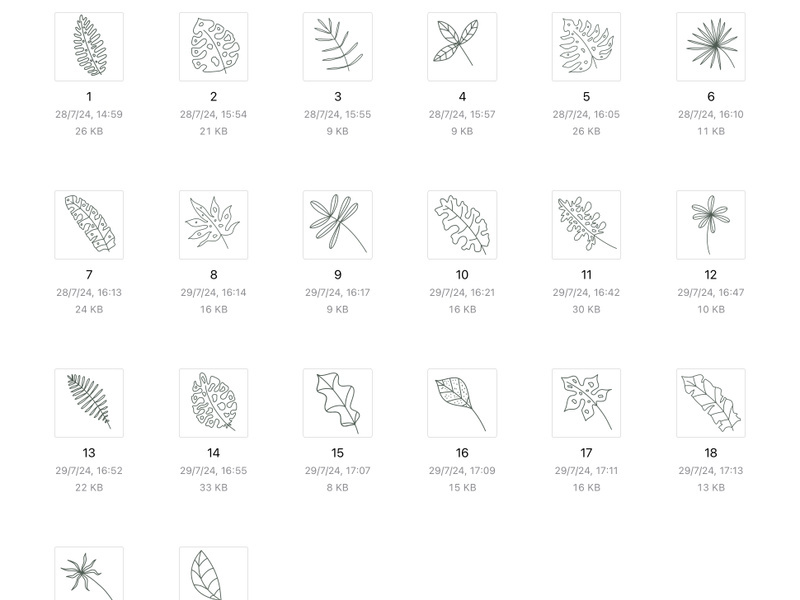 20 svg leaf elements line design art