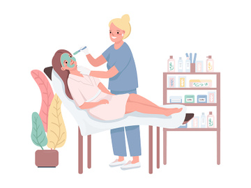 Spa visit flat color vector characters preview picture