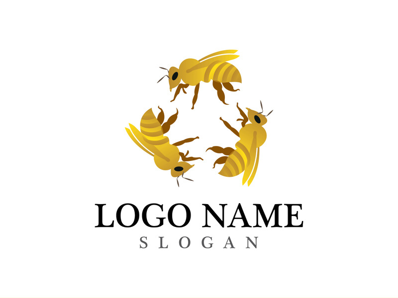 Bee logo vector icon illustration design