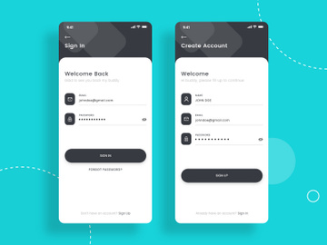 Login and Signup screens concept for Mobile app preview picture