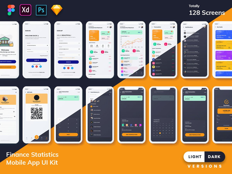 Finance Mobile App Template UI Kit (Light & Dark)