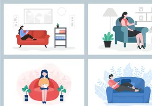 18 Relax at Home Vector Flat Illustration
