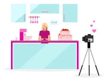 Cook blogger flat vector illustration preview picture