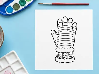 Ilustración de manoplas dibujadas a mano para tarjetas de felicitación navideñas de invierno festivas y manualidades
