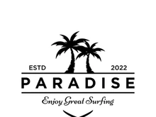 Summer vacation creative logo on the beach with symbols of waves, palm trees and surfboards in retro style.Emblem,label, poster,badge.