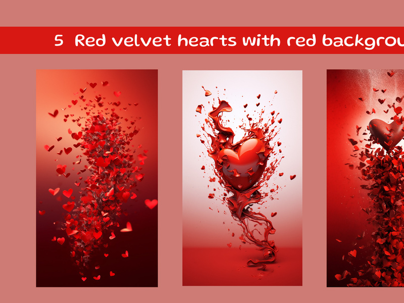 Red velvet hearts with red background