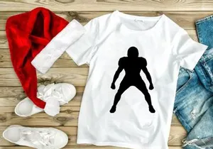 American football player in defensive stance silhouette
