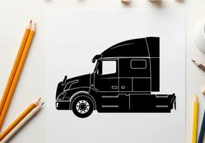 Silhouette of a semi truck with a sleeper berth