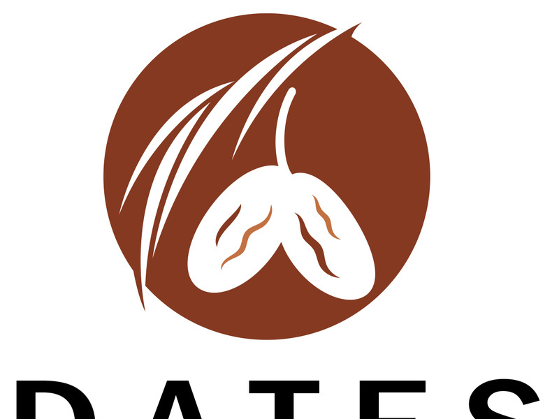 Date palm fruit plant logo design with leaves,seeds and date palm tree isolated background exotic organic plant.