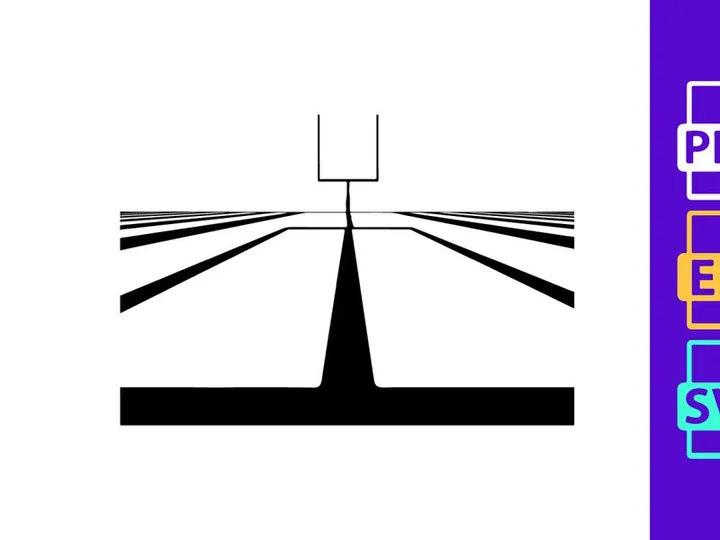 American football goal post on a black and white bowling alley lane