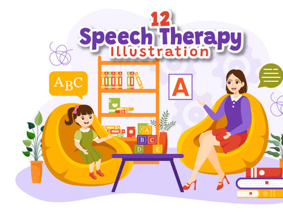 12 Speech Therapy Vector Illustration