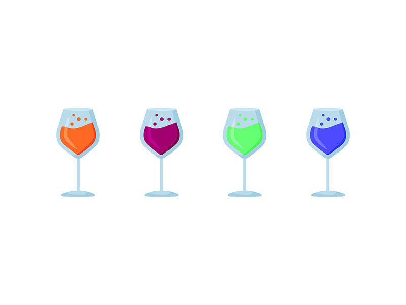 Colorful drinks flat color vector object set