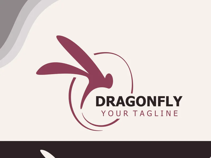 Desain logo capung modern dan elegan gaya warna monoline ilustrasi garis tunggal