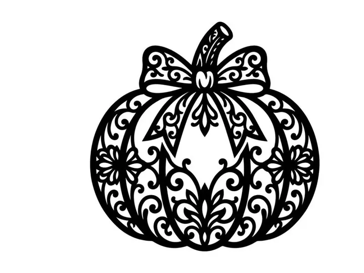 Intricate Halloween Pumpkin Silhouette with Decorative Pattern