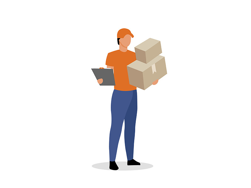 Courier service flat color vector faceless character