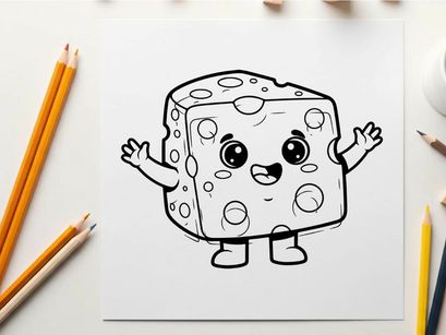 Cute cheese cube happy waving hands flat design vector illustration character emotion vector illustration