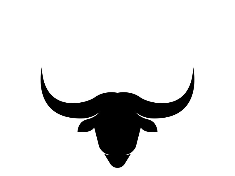 Retro vintage bull head horns logo design.