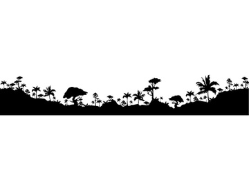 Tropical landscape black silhouette seamless border preview picture