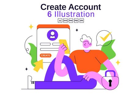 6 Create Account Vector Illustration