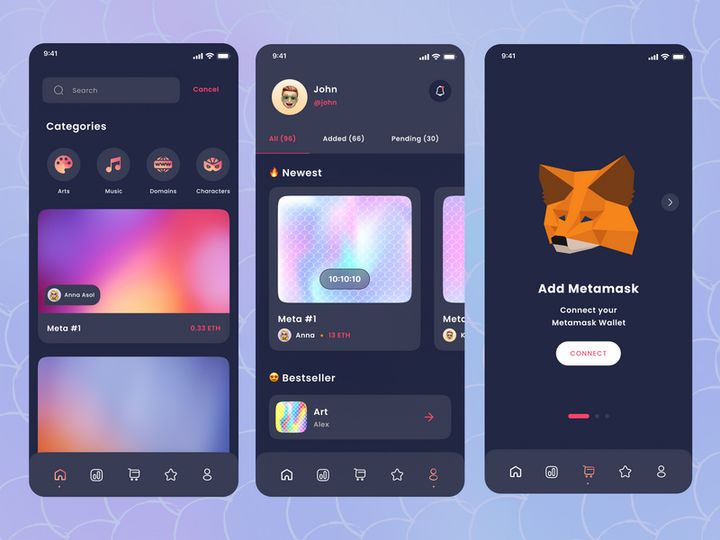 NFT & Crypto Marketplace - Dark mode - IOS App