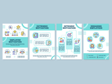 Employee motivation types mint brochure template preview picture