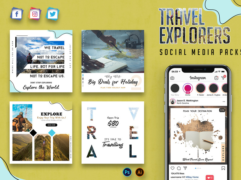 Travel Explorers Social Media Packs