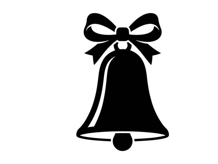 Christmas Bell Icon with Ribbon for Holiday Decorations