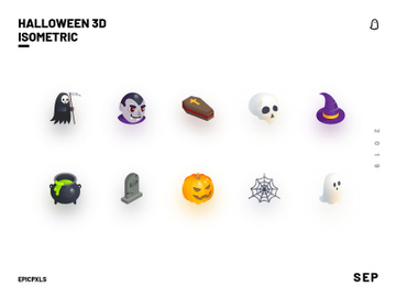 Halloween 3D Isometric Icons preview picture
