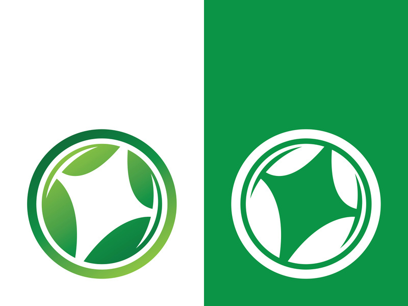 Logos of green tree leaf ecology nature element vector