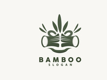 Bamboo Logo, Green Plants Vector, Simple Minimalist Design