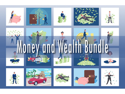 Money and wealth illustrations bundle