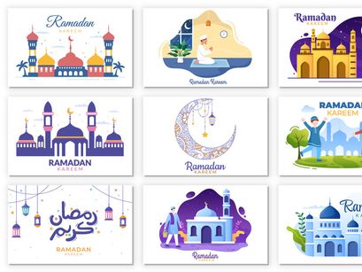 40 Ramadan Kareem Holiday Islamic Illustration