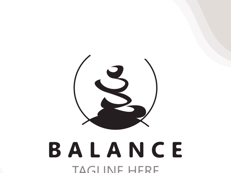 Balance stone logo massage stone yoga, rock arrangement for spa and health meditation symbol