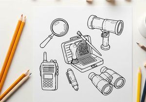 Investigation tools set flat design vector illustration