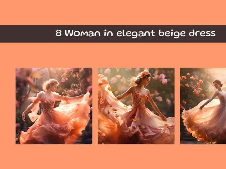 Woman in elegant beige dress