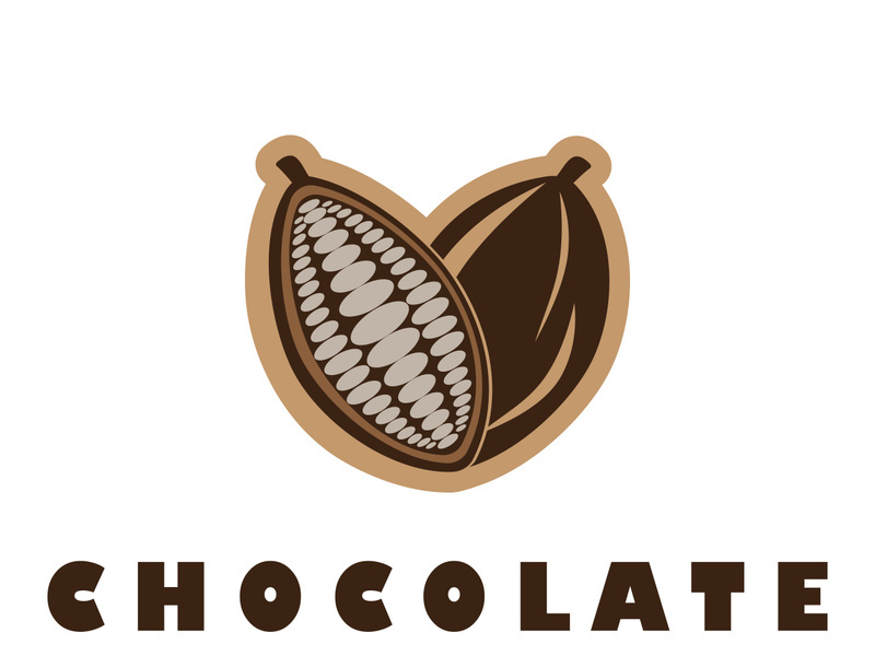 cocoa logo,cocoa bean,cocoa tree,cocoa branches and leaves,chocolate mix on white background,vintage,modern,simple,minimalist icon illustration template design vector