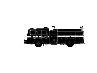 Silhouette of a fire truck vehicle emergency response