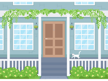 Home exterior flat color vector illustration preview picture