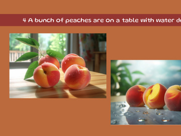 A bunch of peaches are on a table with water drops preview picture