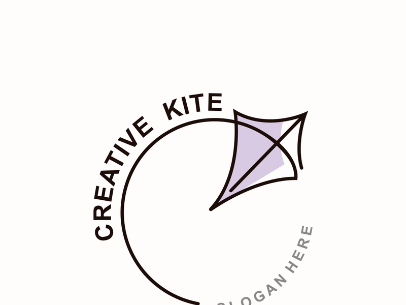 Kite logo design, flying paper kite Flat illustration vector company template