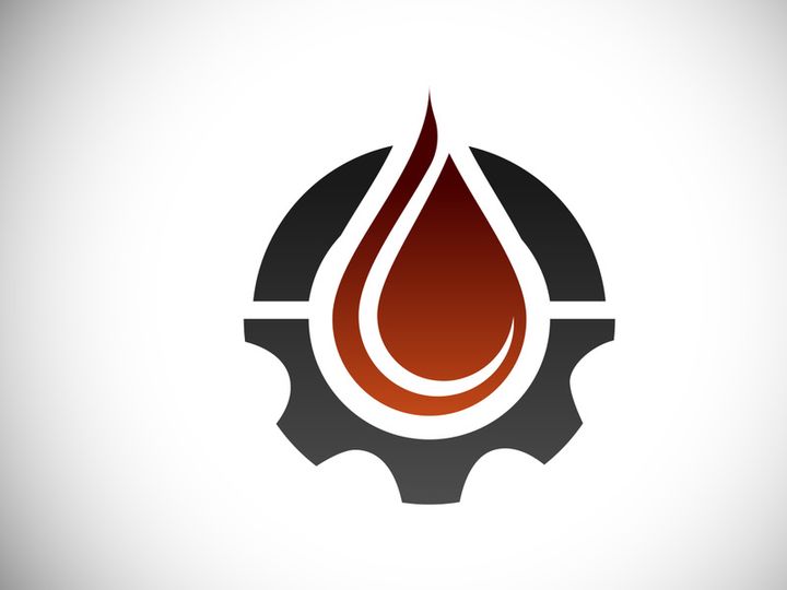Fire flame icon in a shape of drop. Oil and gas industry logo design concept.