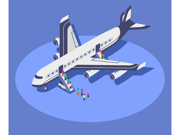Commercial airplane isometric color vector illustration preview picture
