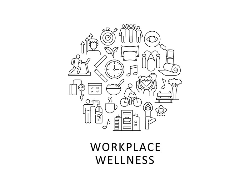 Workplace wellness abstract linear concept layout with headline